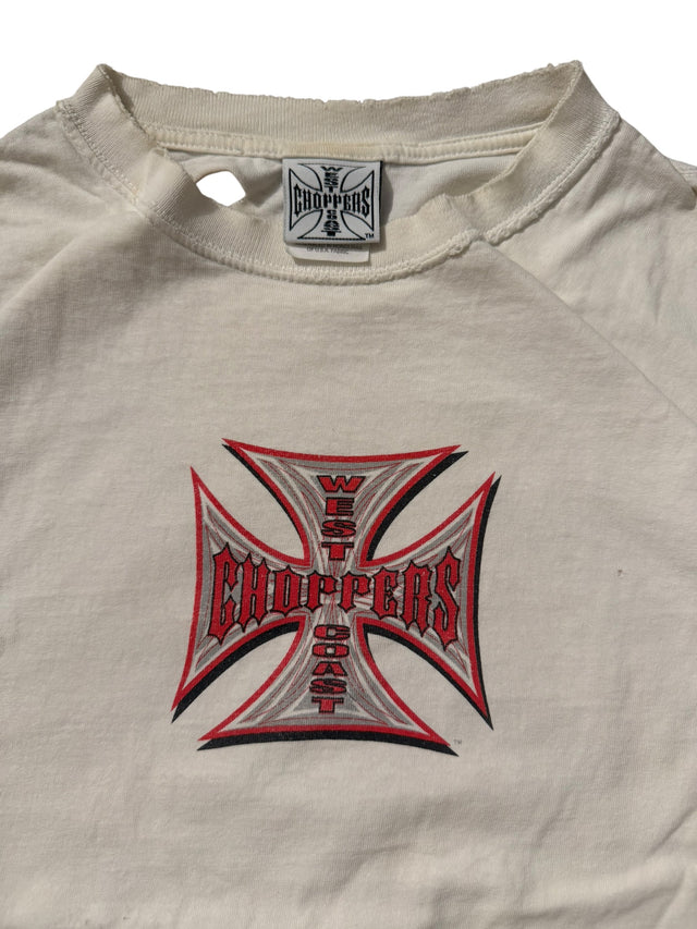 Vintage West Coast Choppers Iron Cross Tee - Distressed White