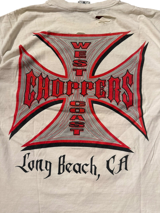 Vintage West Coast Choppers Iron Cross Tee - Distressed White