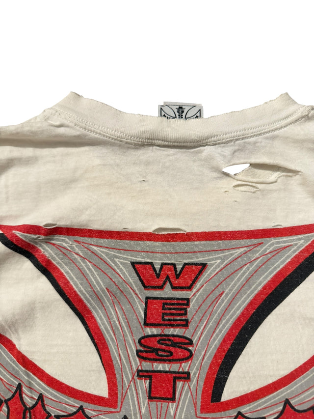 Vintage West Coast Choppers Iron Cross Tee - Distressed White