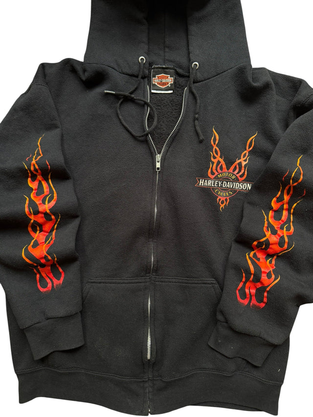 Vintage Harley Davidson Manchester Nashua Flame Zip Hoodie