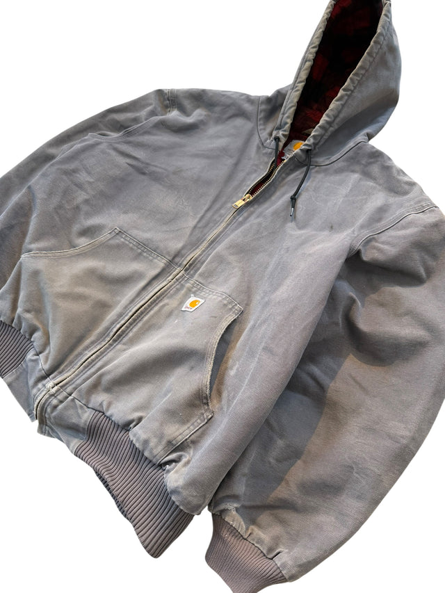 Vintage Steel Blue & Red Plaid Carhartt Active Jacket