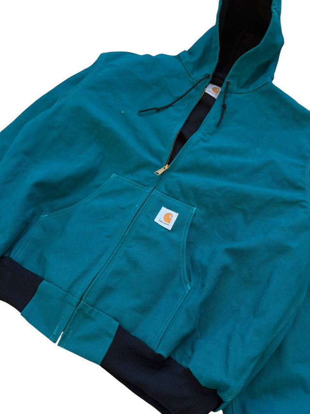 Vintage Aqua Teal Carhartt Hooded Active Jacket