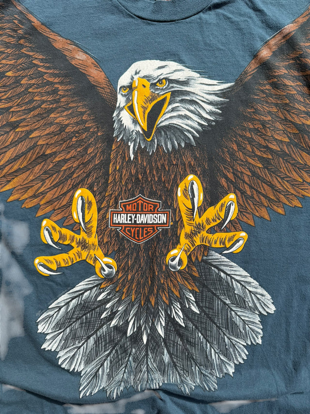 Vintage Navy Harley Davidson All-Over Eagle Tee