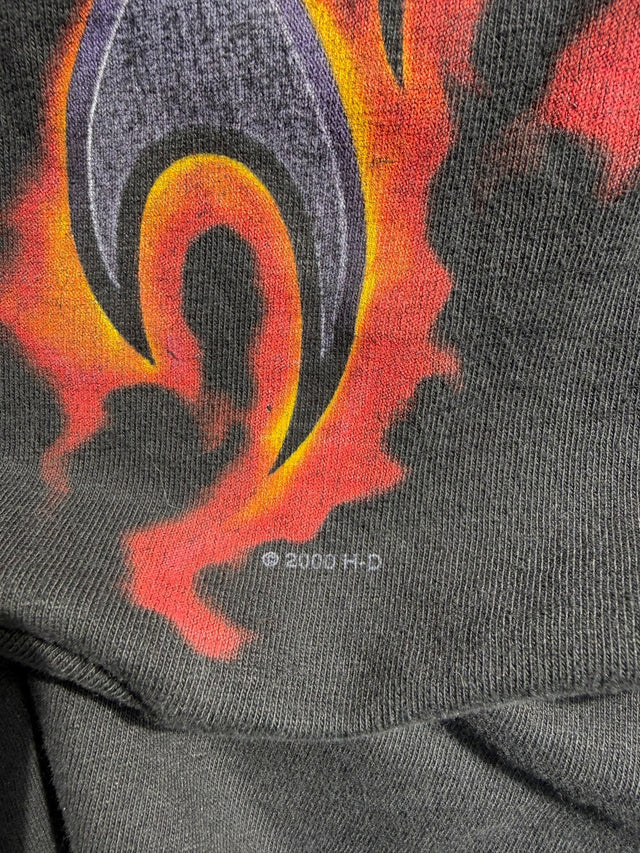 2000 Harley Davidson Flame Purple Logo Tee