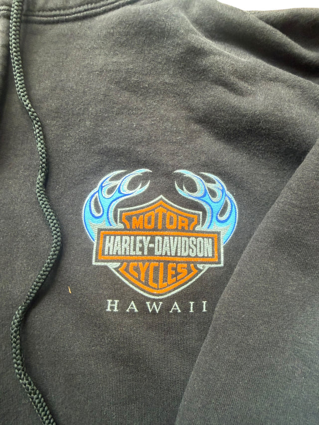 Vintage Harley Davidson Hawaii Blue Flame Zip Hoodie