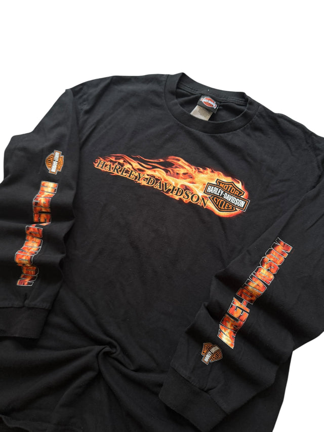 Vintage Harley Davidson Orange Flame Long Sleeve