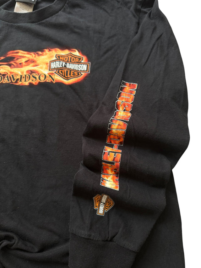 Vintage Harley Davidson Orange Flame Long Sleeve