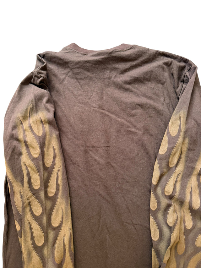 Vintage Harley Davidson Brown All-Over Flame Long Sleeve