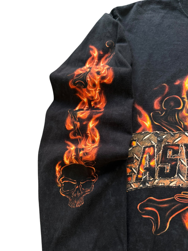 Vintage Faded Easy Riders Flame Skull Long Sleeve
