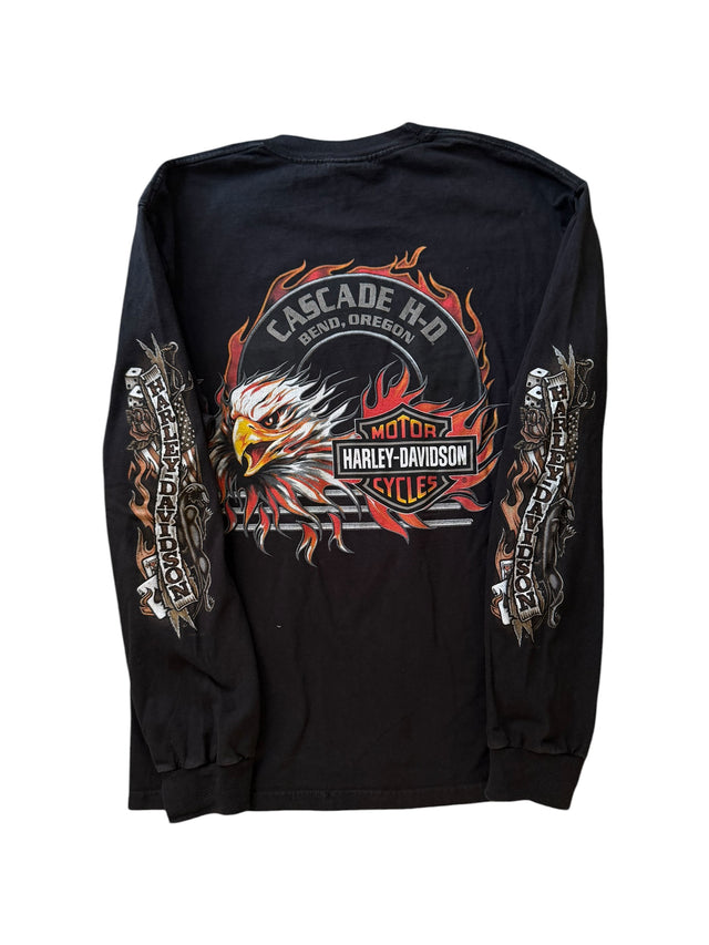 Vintage Y2K Harley Davidson Pocket Flames Long Sleeve