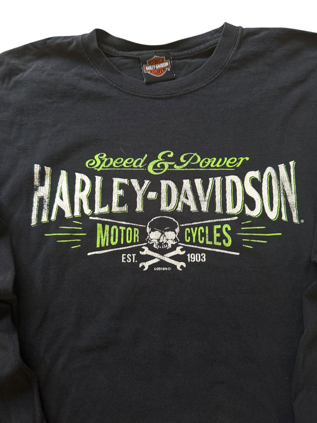 Vintage Harley Davidson Speed & Power Green Long Sleeve