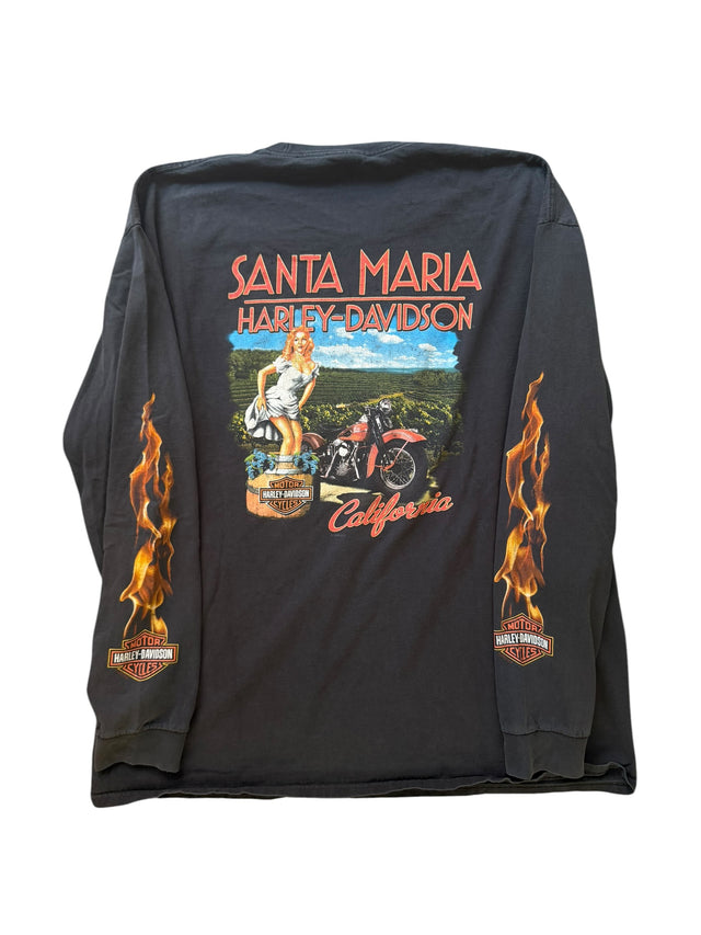 Vintage Harley Davidson Pocket Flame Long Sleeve
