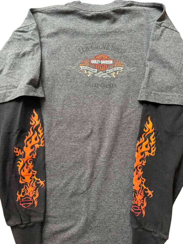 Vintage Harley Davidson Flame Thermal Long Sleeve