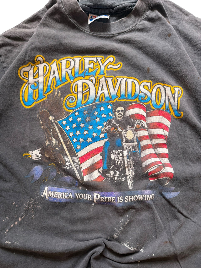 Vintage Harley-Davidson "America Your Pride is Showing" Flag Rider Tee