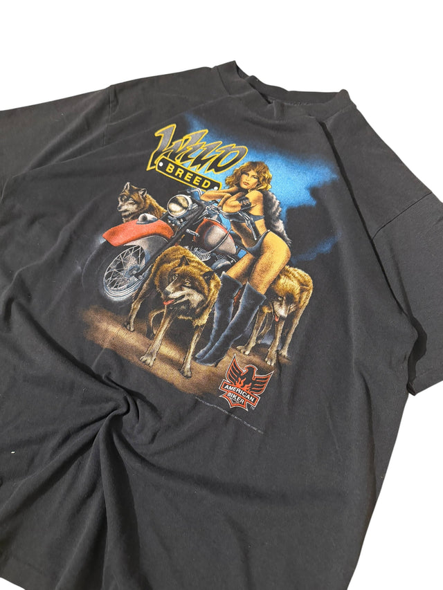 Vintage Wild Breed American Biker Wolf Motorcycle Tee - Winston Salem NC