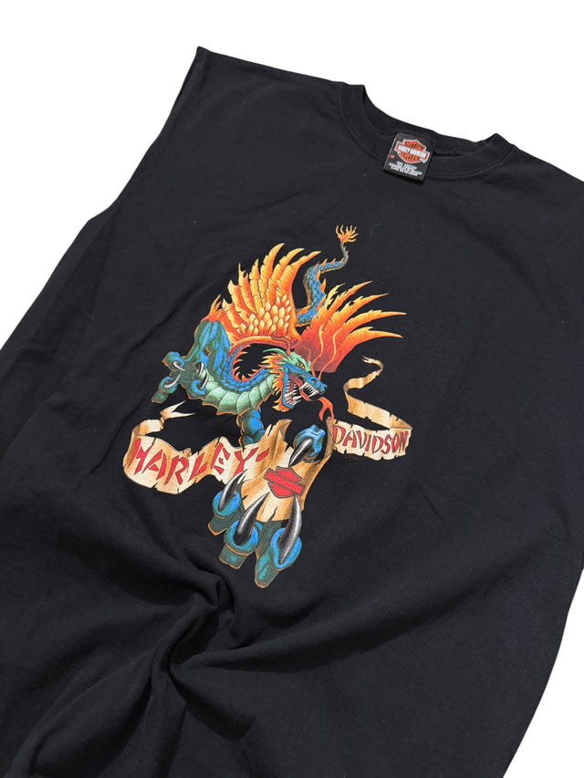 Vintage Harley-Davidson Black Sleeveless Colorful Dragon Tee