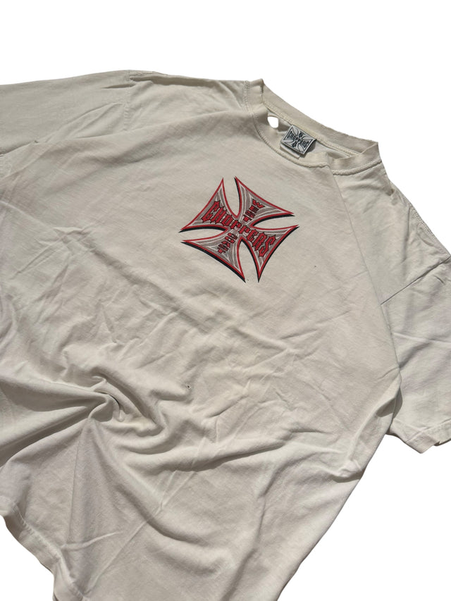 Vintage West Coast Choppers Iron Cross Tee - Distressed White
