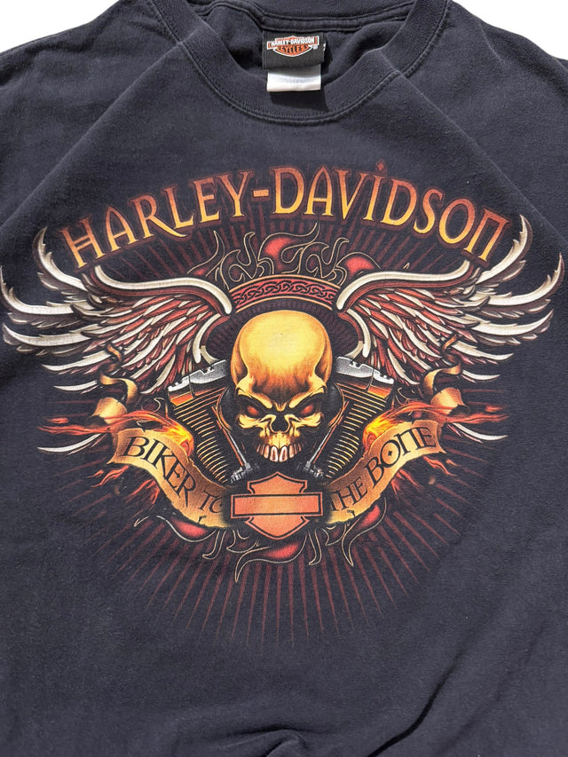 Vintage Harley-Davidson "Biker to the Bone" Skull Wings Tee - Atlantic City NJ