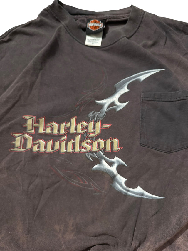 Vintage Harley-Davidson Faded Blade & Knuckle Pocket Tee - REIMAN'S Kewanee IL