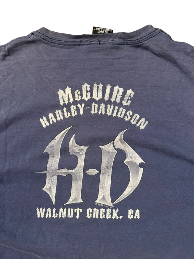 Vintage Harley-Davidson Navy Eagle Flame Tribal Tee - McGuire HD Walnut Creek CA