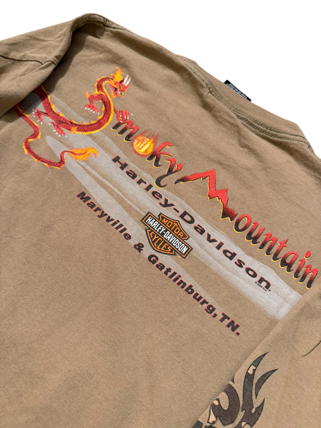 Vintage Harley-Davidson Tribal Bar & Shield Long Sleeve Tee - Smoky Mountain HD Tan
