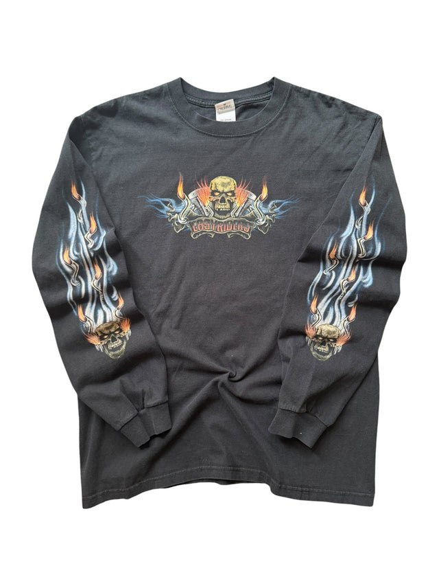 Vintage Easy Riders Skull Flames Long Sleeve