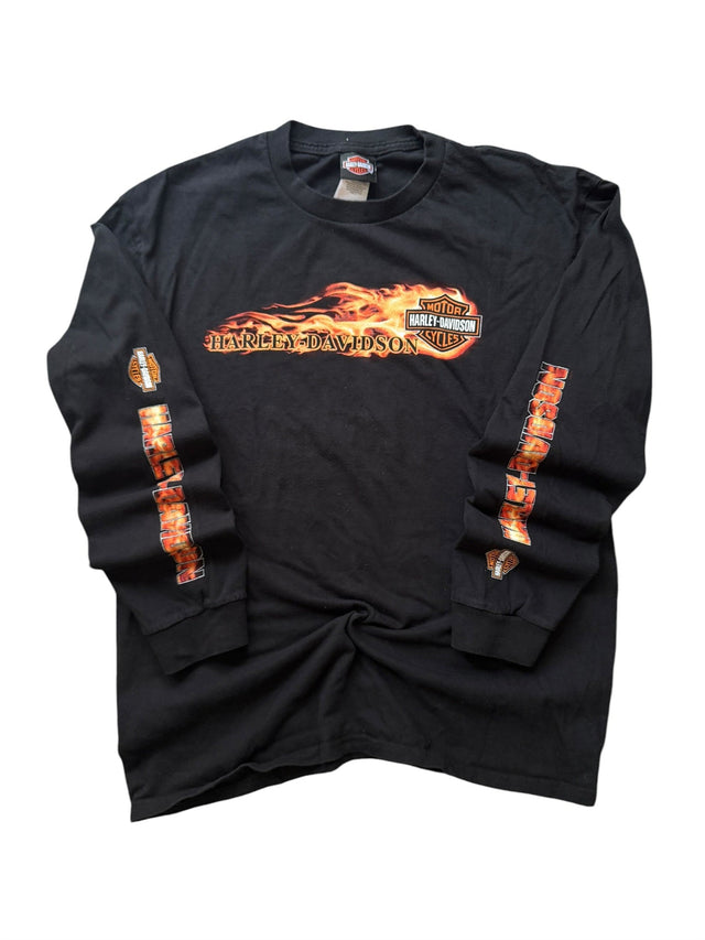 Vintage Harley Davidson Orange Flame Long Sleeve