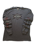Vintage Harley Davidson Gray Red Outline Long Sleeve