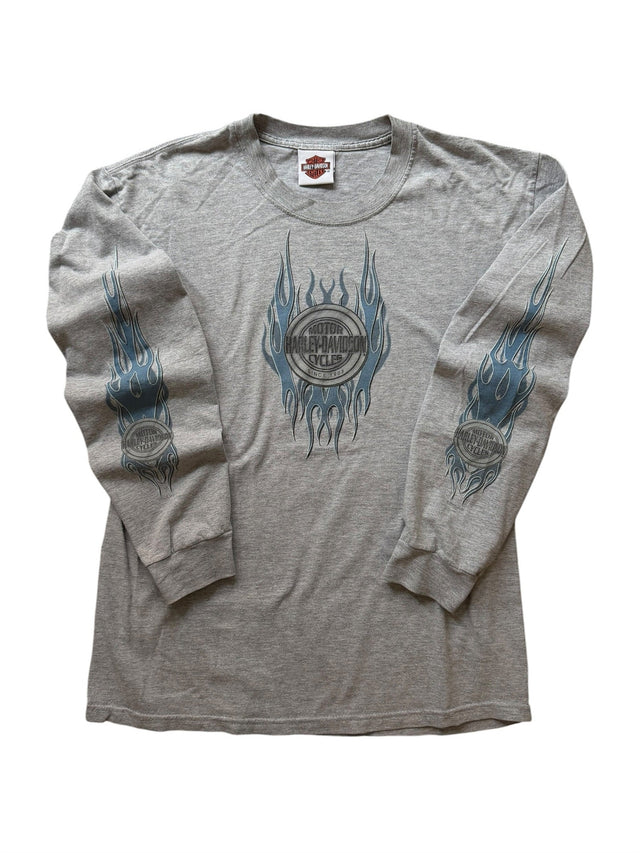 Vintage Harley Davidson Light Blue Flame Long Sleeve