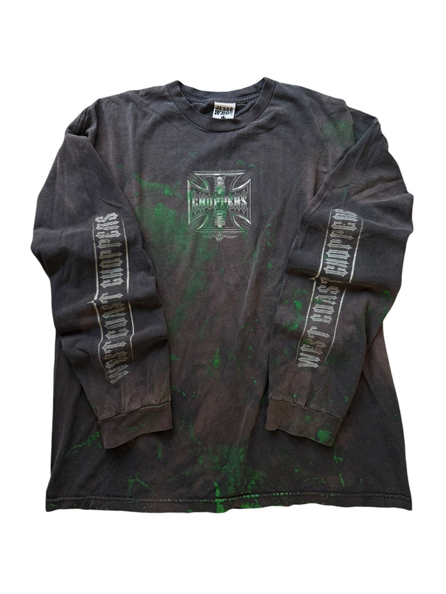 Vintage Distressed West Coast Choppers Green Splatter Long Sleeve