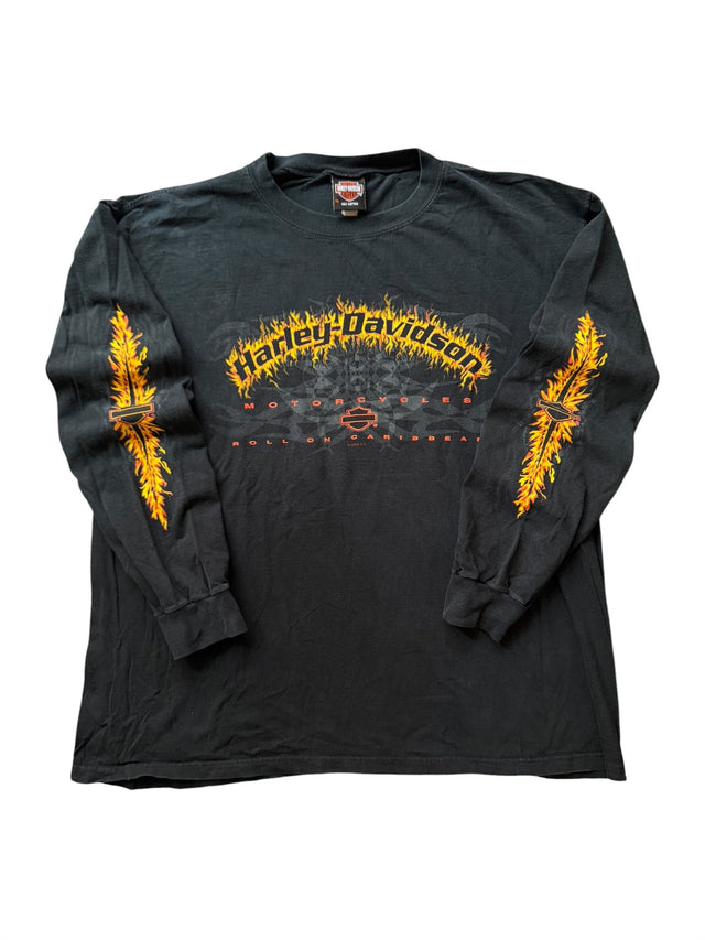 Vintage Harley Davidson Flames Long Sleeve