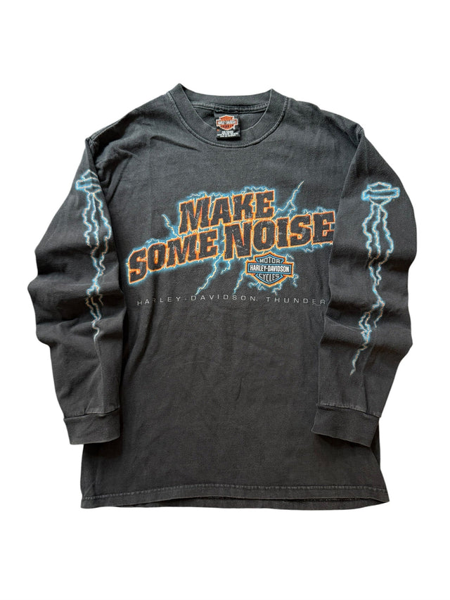 Vintage Faded Harley Davidson Navy Blue Lightning Long Sleeve