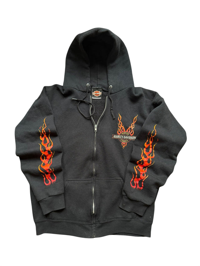 Vintage Harley Davidson Manchester Nashua Flame Zip Hoodie