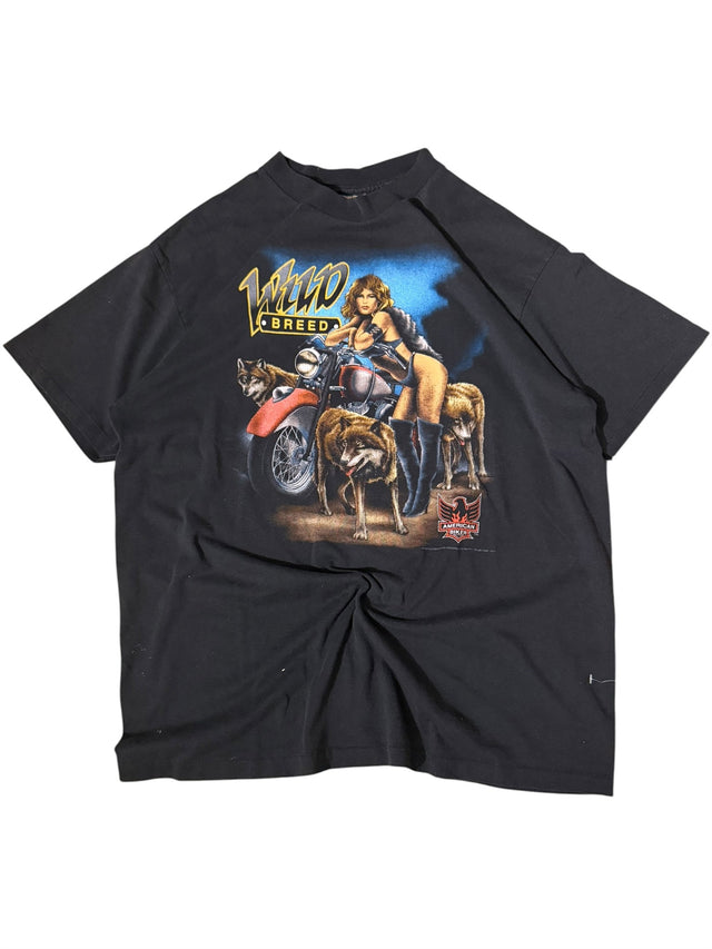 Vintage Wild Breed American Biker Wolf Motorcycle Tee - Winston Salem NC