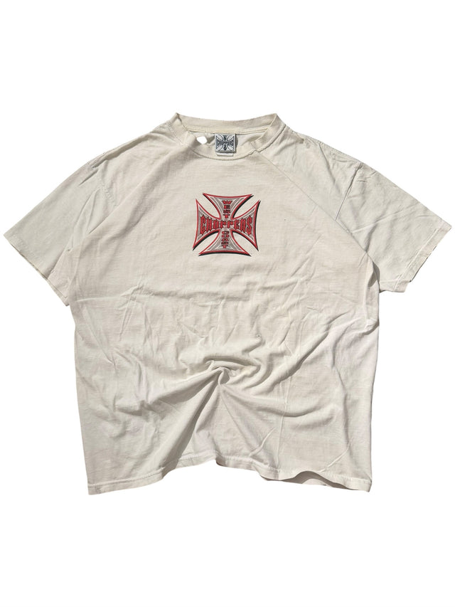 Vintage West Coast Choppers Iron Cross Tee - Distressed White