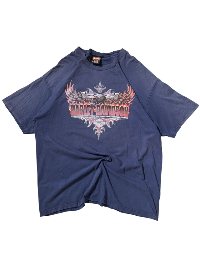 Vintage Harley-Davidson Navy Eagle Flame Tribal Tee - McGuire HD Walnut Creek CA