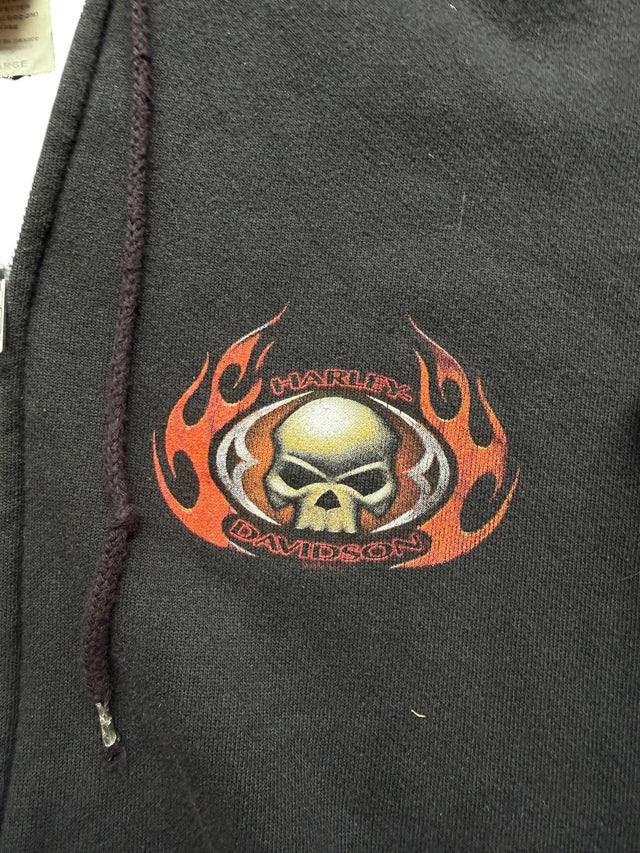 Mile High Harley Davidson Aurora Colorado Skull Flame Zip Hoodie