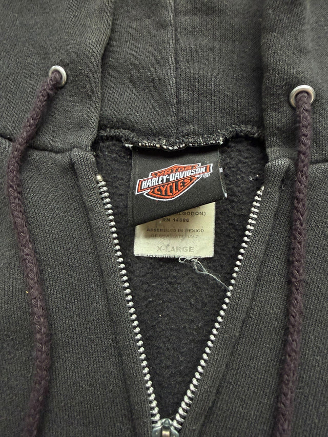 Mile High Harley Davidson Aurora Colorado Skull Flame Zip Hoodie