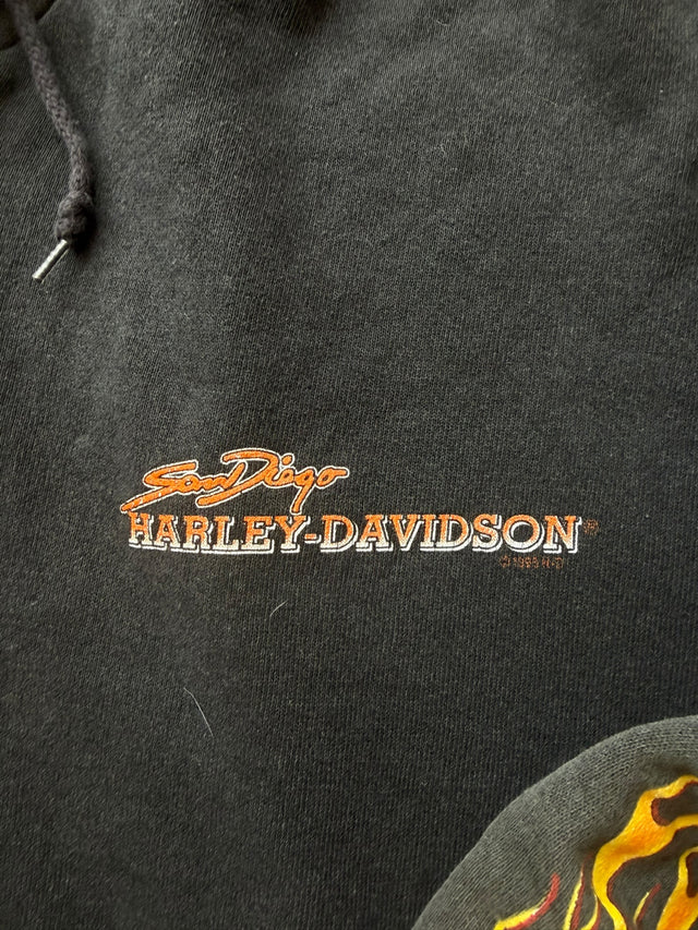Vintage Faded Harley Davidson San Diego Flame Zip Hoodie
