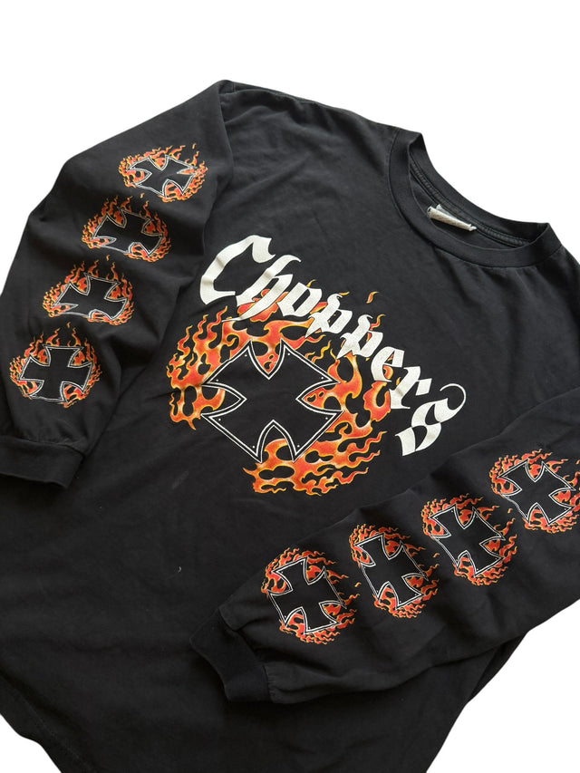 Vintage Choppers Flame Cross Long Sleeve