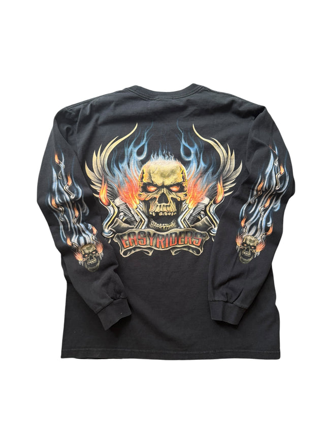Vintage Easy Riders Skull Flames Long Sleeve