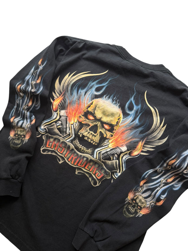 Vintage Easy Riders Skull Flames Long Sleeve