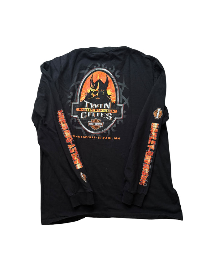 Vintage Harley Davidson Orange Flame Long Sleeve