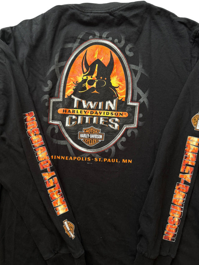 Vintage Harley Davidson Orange Flame Long Sleeve