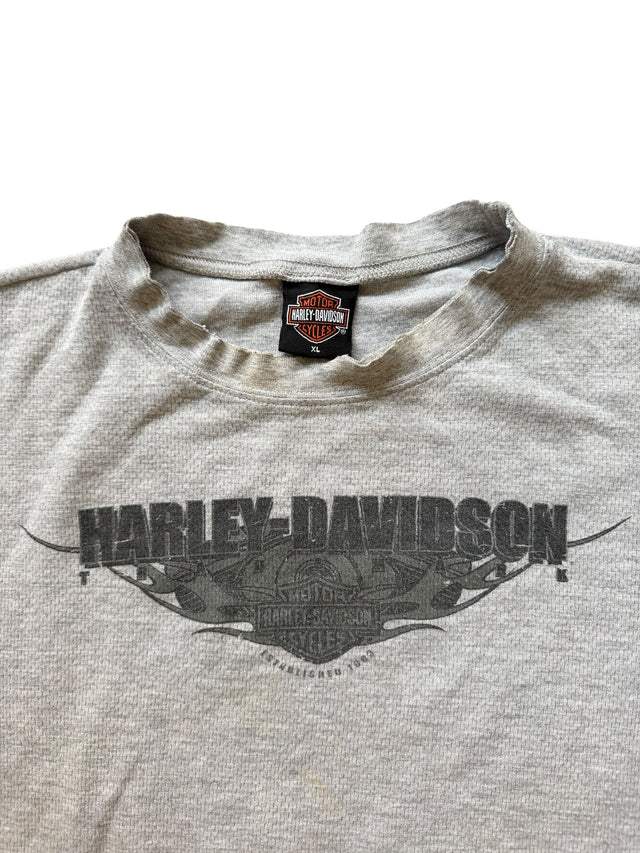 Vintage Faded Harley Davidson Gray Knit Thermal Long Sleeve