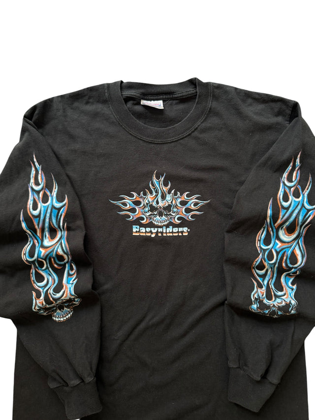 2009 Easy Riders Blue Orange Flames Long Sleeve