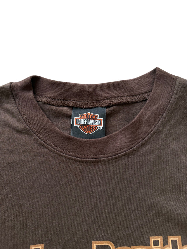Vintage Harley Davidson Brown All-Over Flame Long Sleeve