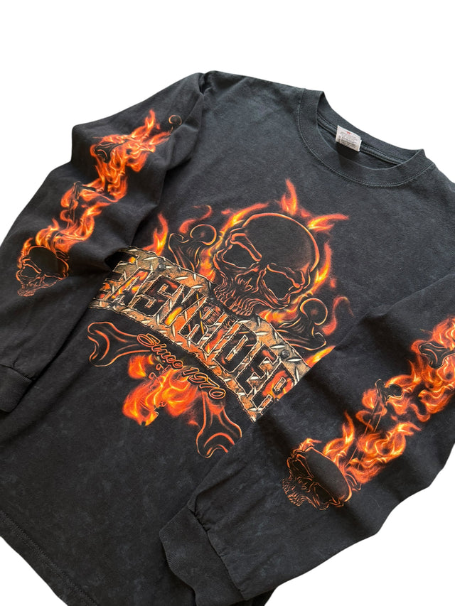 Vintage Faded Easy Riders Flame Skull Long Sleeve