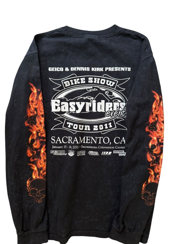 Vintage Faded Easy Riders Flame Skull Long Sleeve