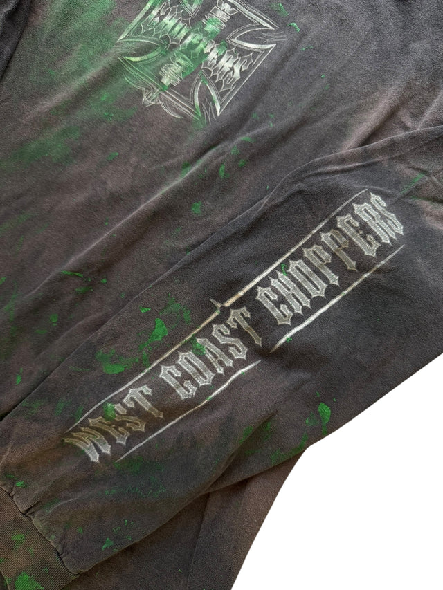 Vintage Distressed West Coast Choppers Green Splatter Long Sleeve